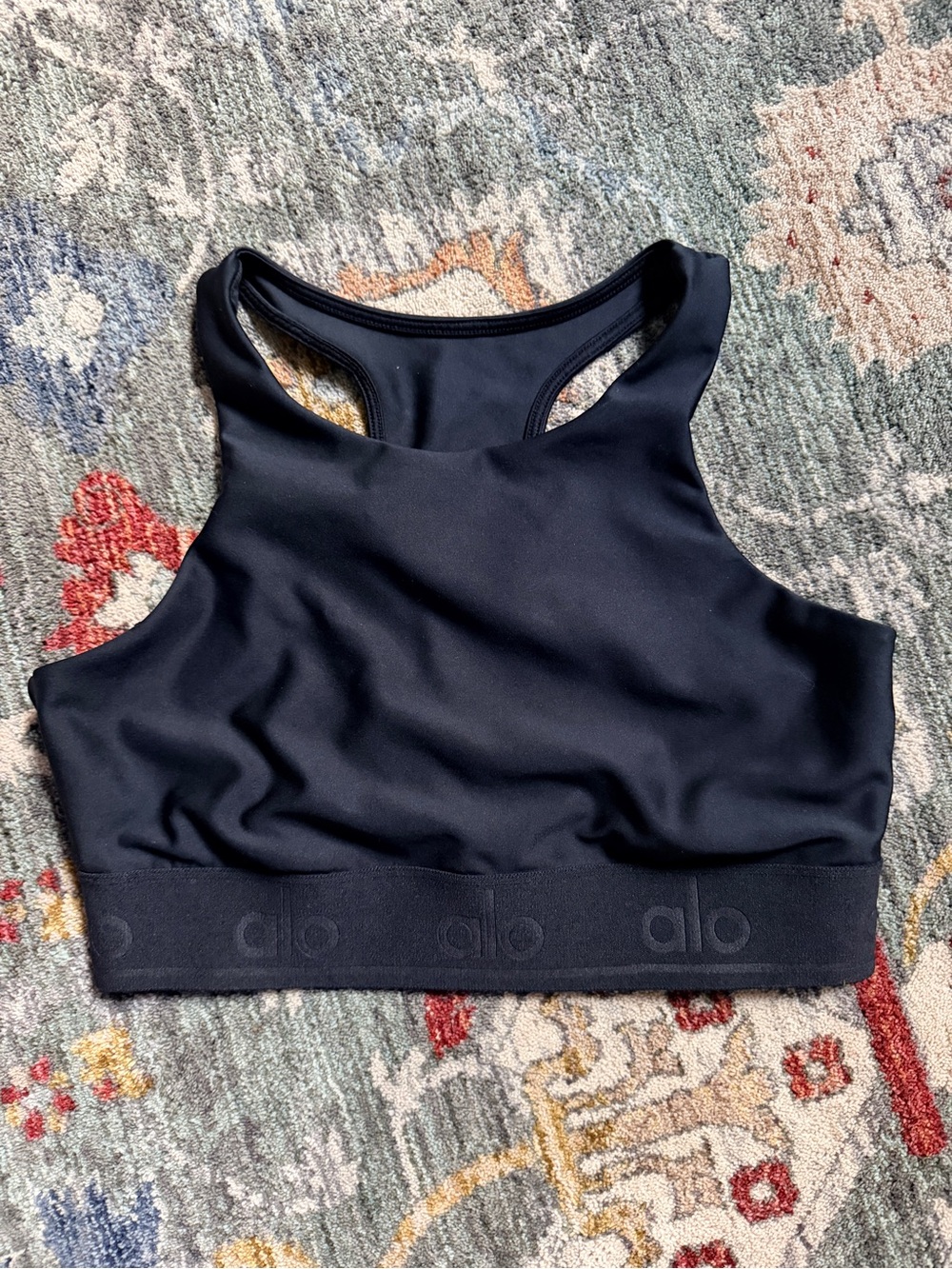 ALO Yoga Black High-Neck Racerback Sports Bra